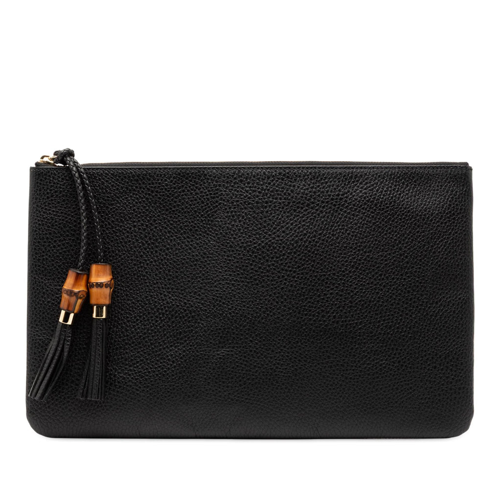 Gucci Calfskin Bamboo Tassel Clutch