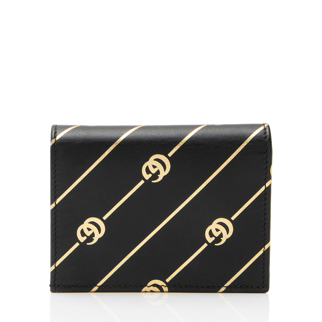 Gucci Calfskin Diagonal GG Card Case