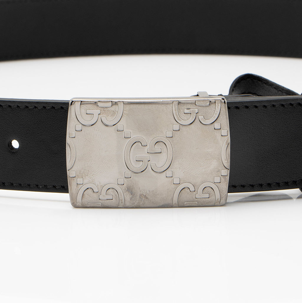 Gucci Calfskin GG Plaque Belt - Size 34 / 85