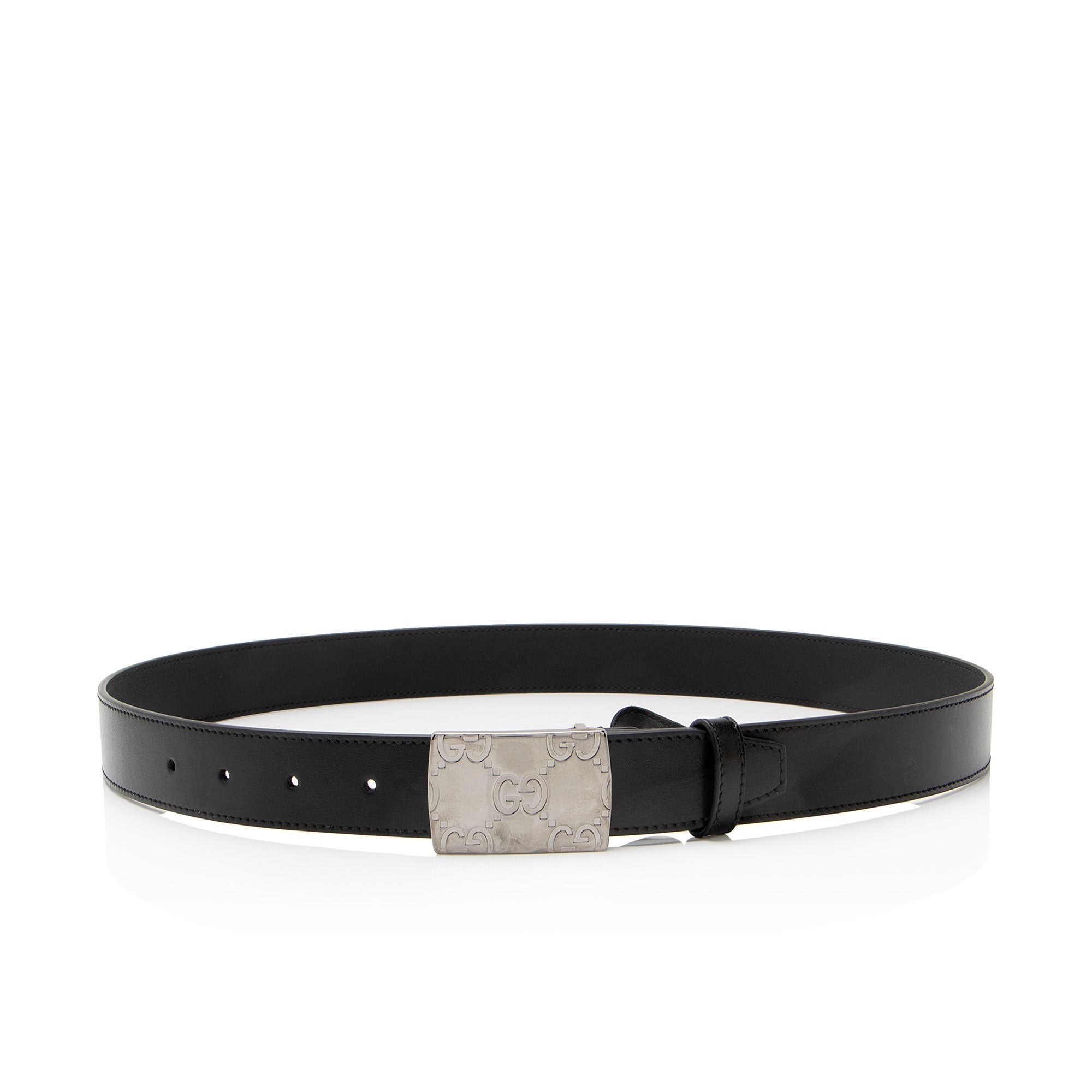 Gucci Calfskin GG Plaque Belt - Size 34 / 85