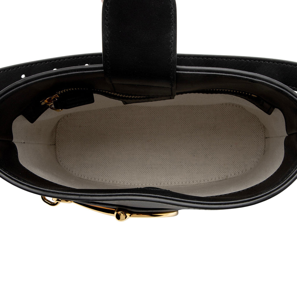 Gucci Calfskin Horsebit Gucci 73 Small Bucket Bag