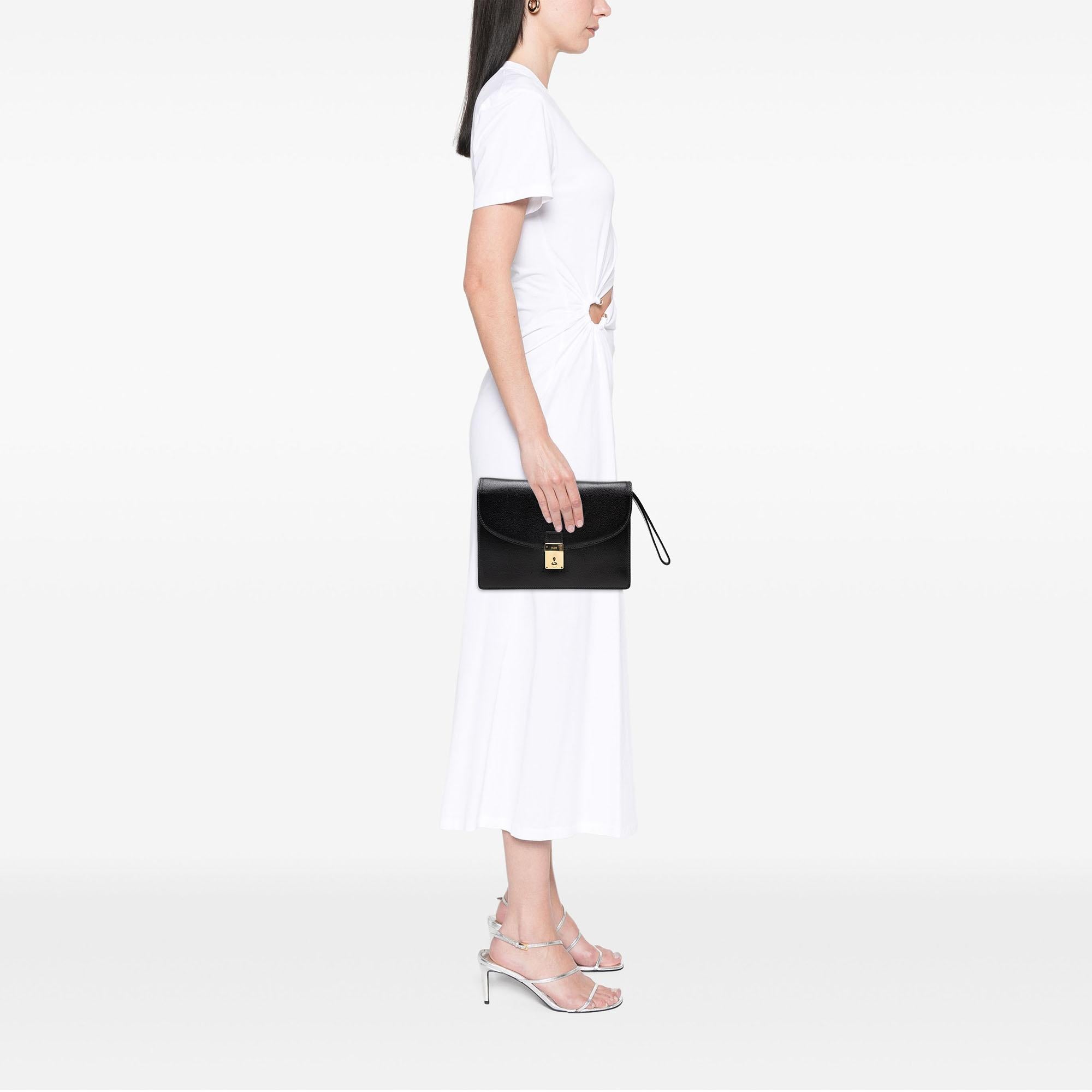 Gucci Calfskin Interlocking G Padlock Wristlet Clutch
