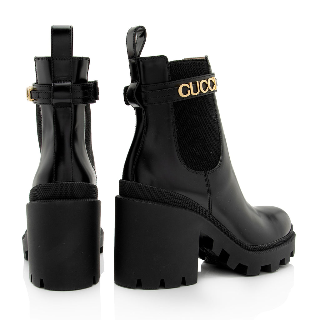 Gucci Calfskin Logo Trip Platform Boots - Size 7.5 / 37.5 (SHF-VfOKBg)