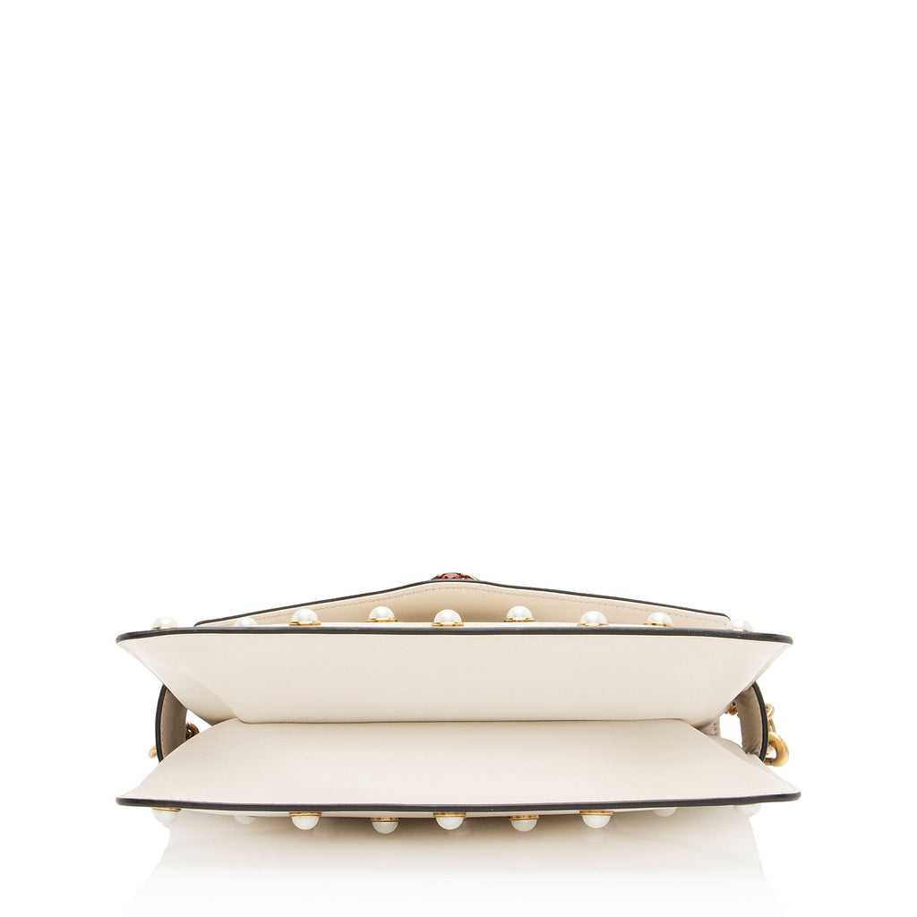 Gucci Calfskin Pearl Bee Broadway Mini Shoulder Bag