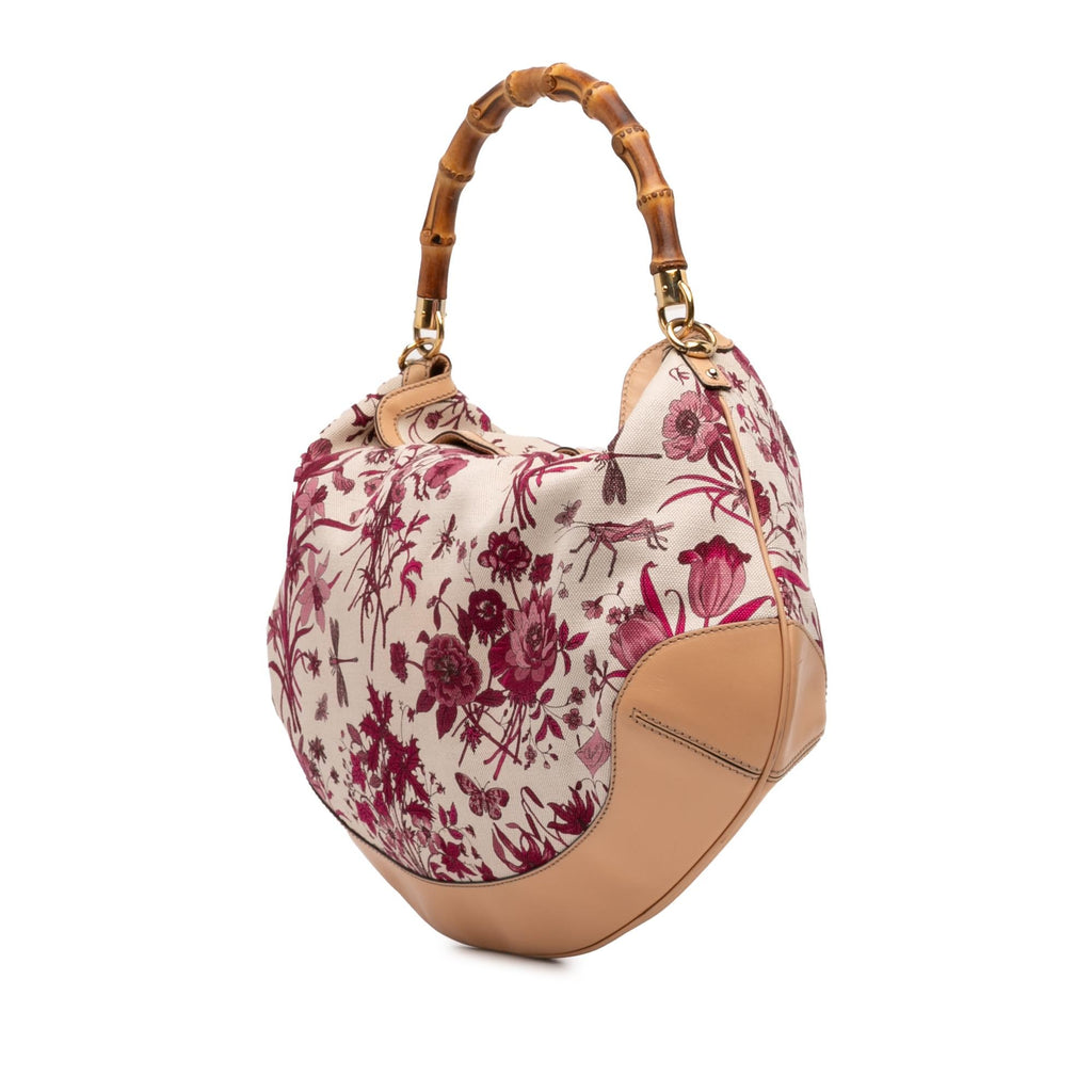 Gucci Canvas Floral Peggy Bamboo Hobo