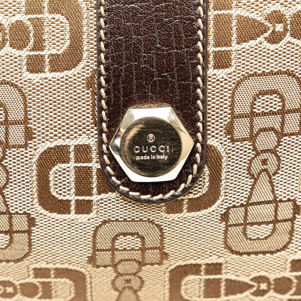 Gucci Canvas Horsebit Charmy Boston Bag