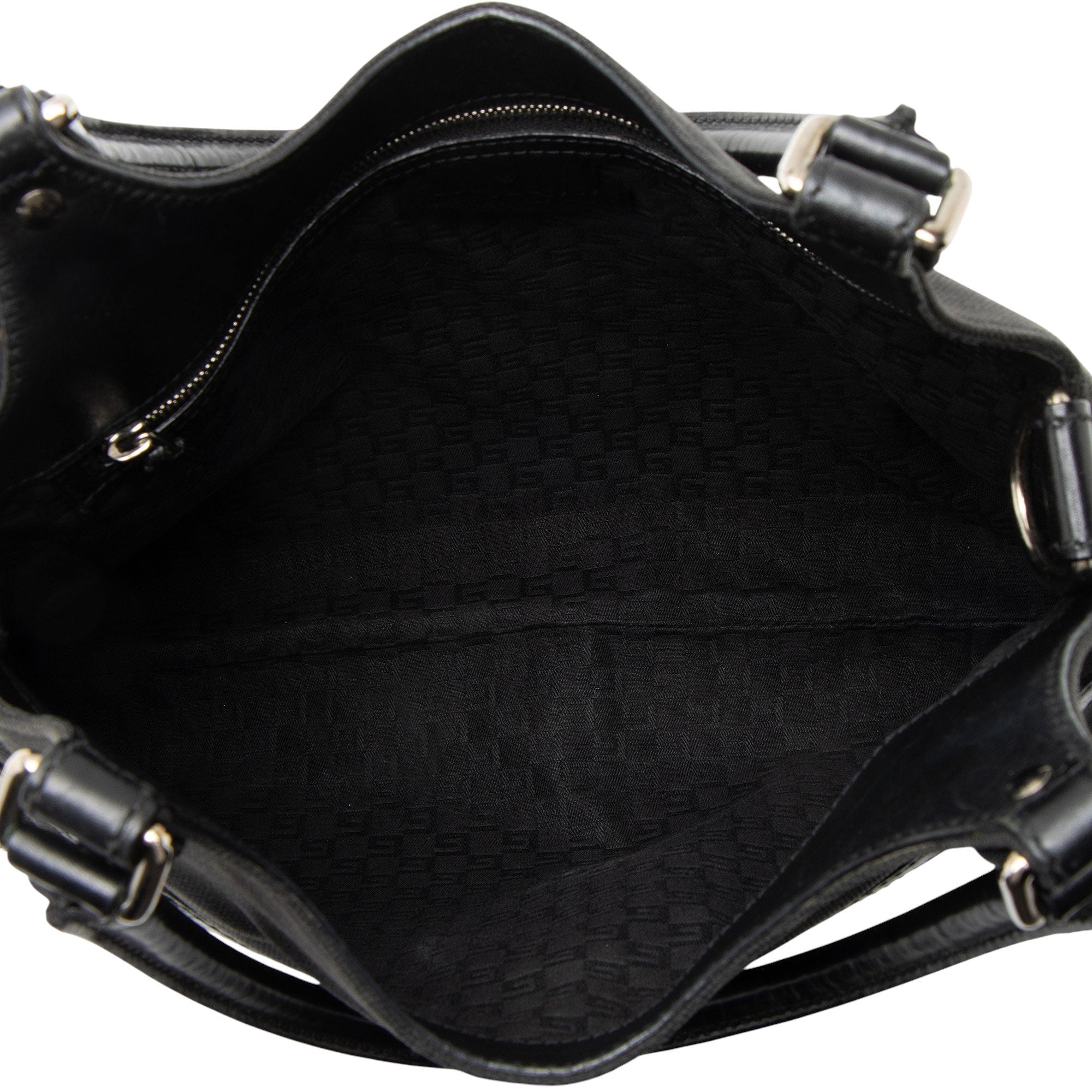 Gucci Canvas Perforated Leather Interlocking G Reins Satchel