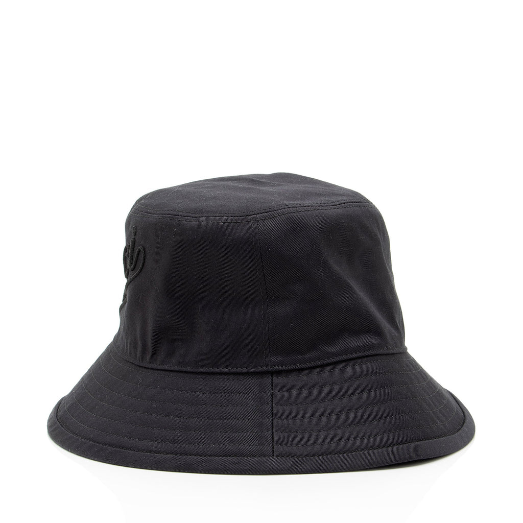 Gucci Cotton Embroidered Script Logo Bucket Hat - Size M