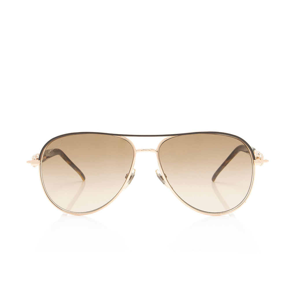Gucci Crystal Marina Chain Aviator Sunglasses