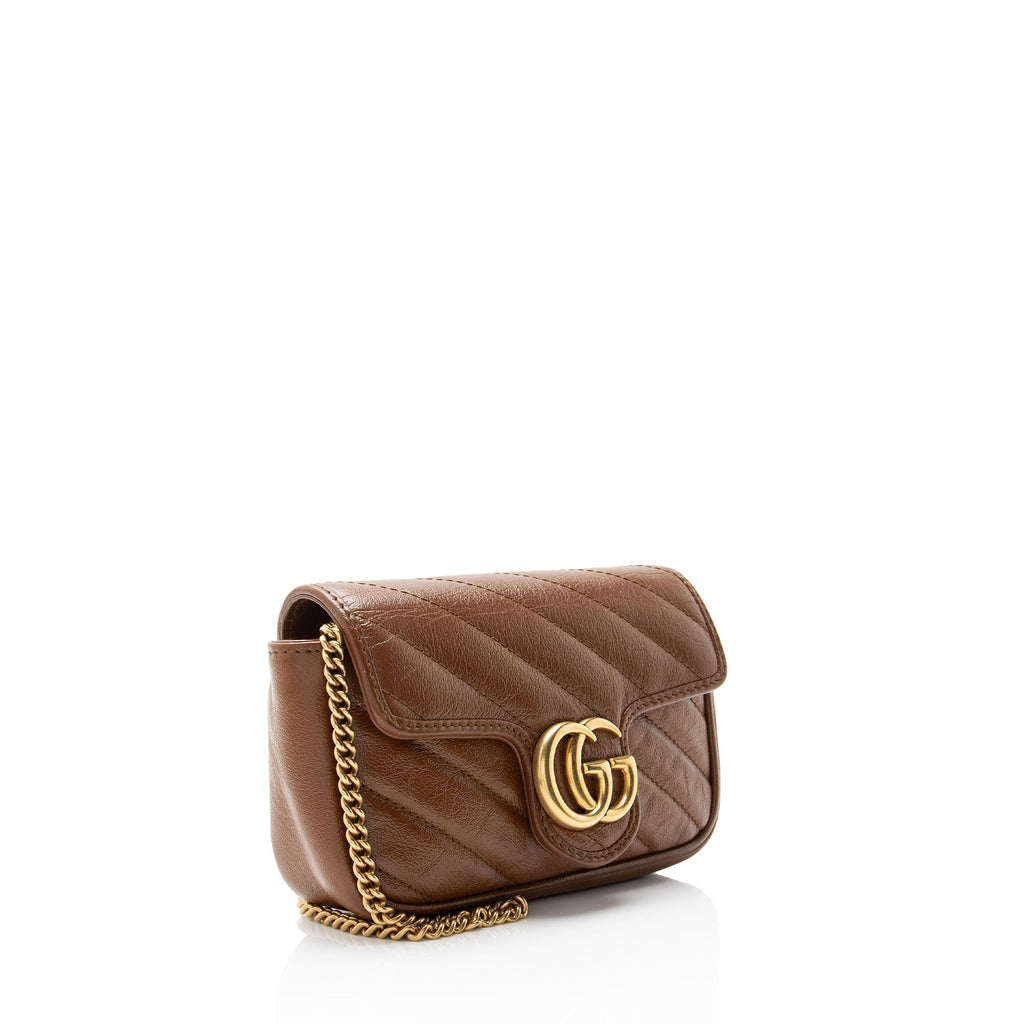 Gucci Diagonal Matelasse Leather GG Marmont Mini Flap Bag
