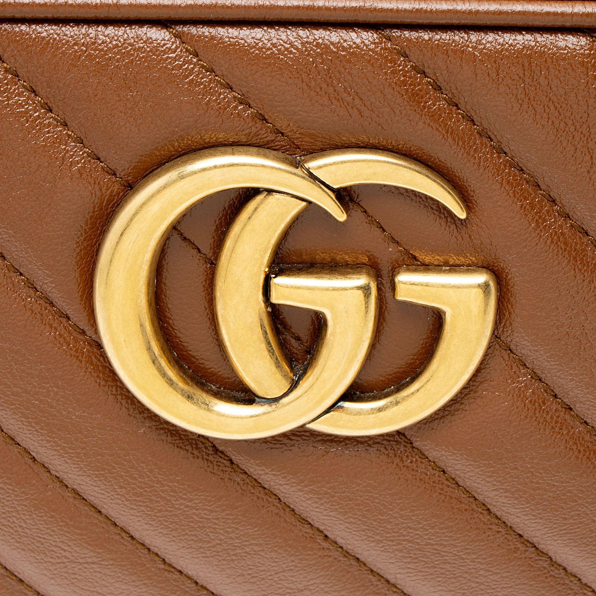 Gucci Diagonal Matelasse Leather GG Marmont Small Camera Bag