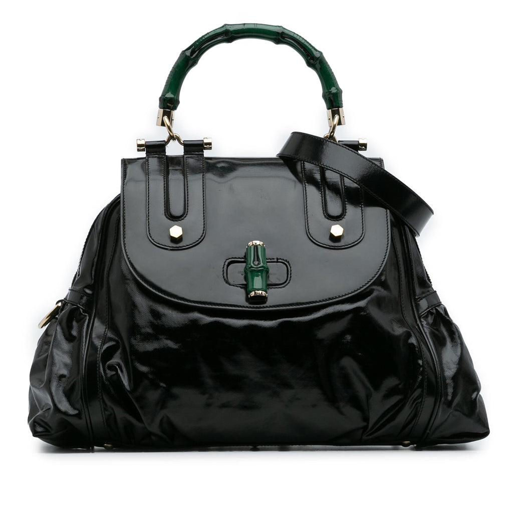 Gucci Dialux Pop Coated Canvas Bamboo Top Handle Bag