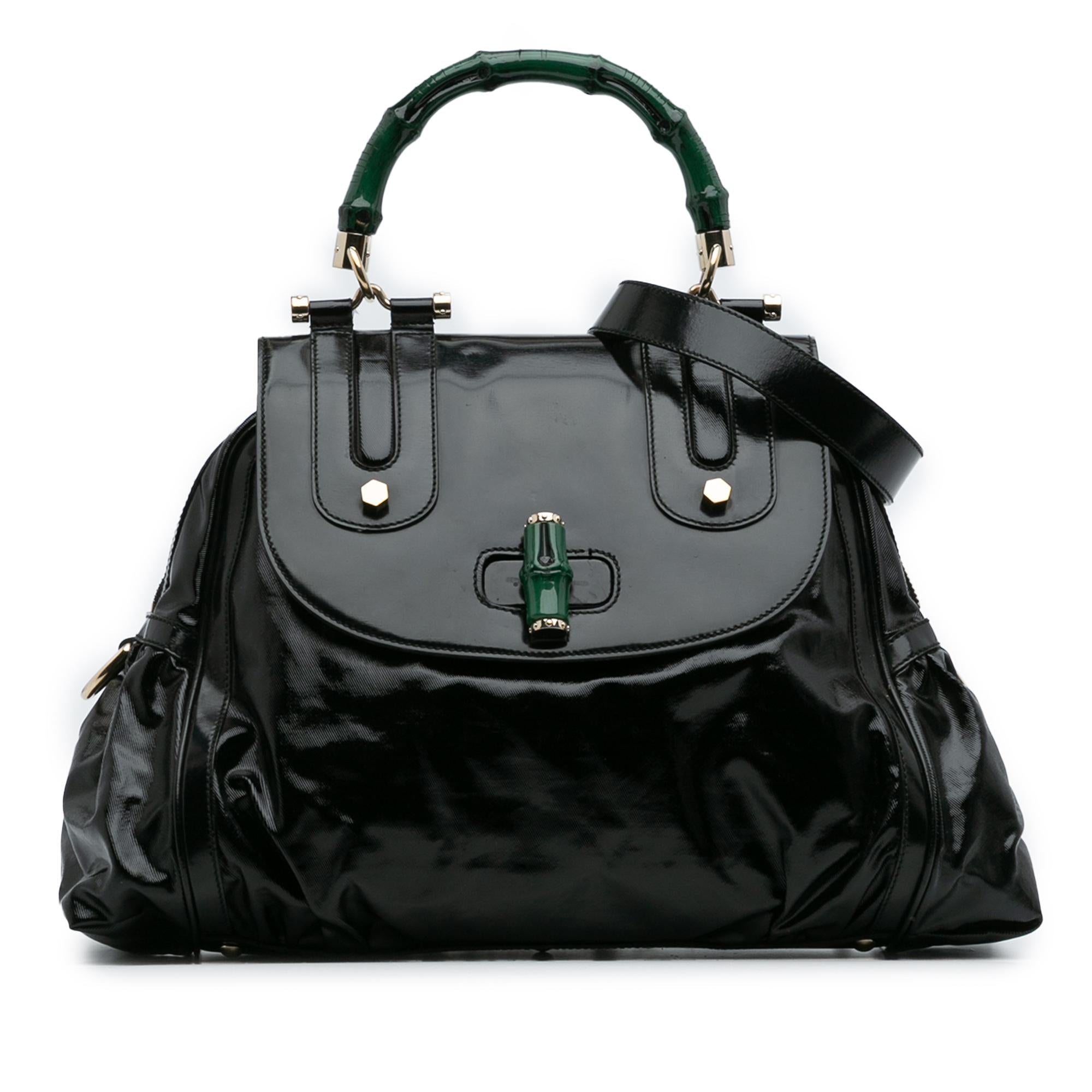 Gucci Dialux Pop Coated Canvas Bamboo Top Handle Bag