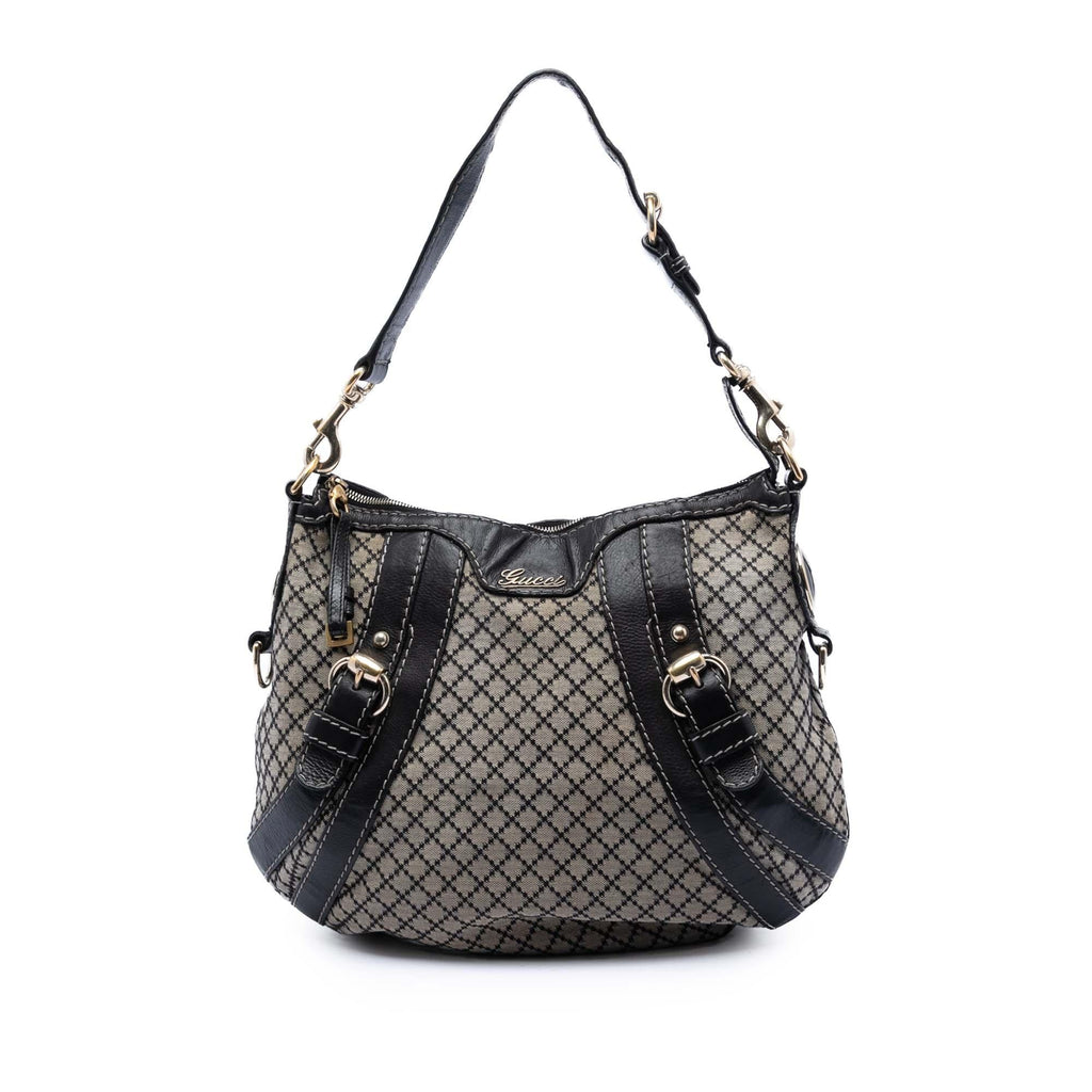 Gucci Diamante Canvas Crest Boule Hobo