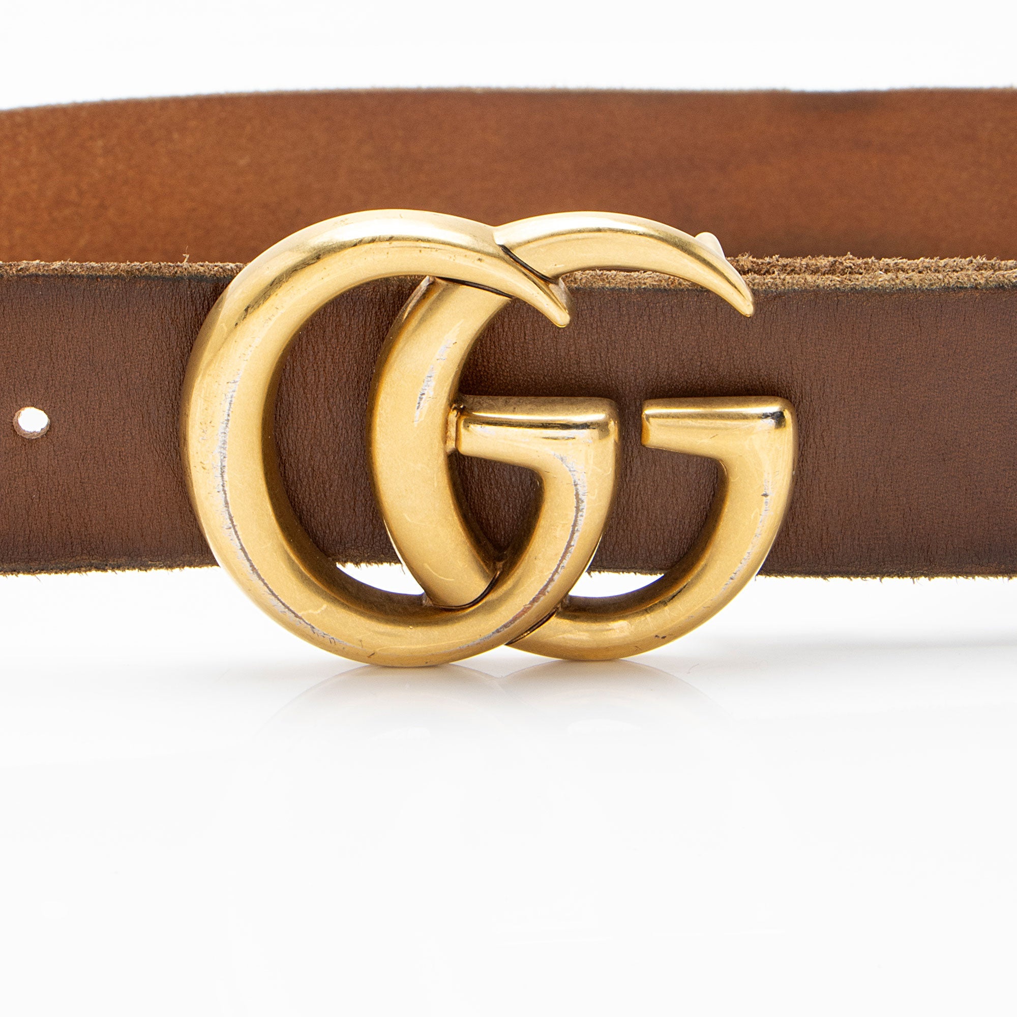 Gucci Distressed Leather GG Marmont Belt - Size 38 / 95