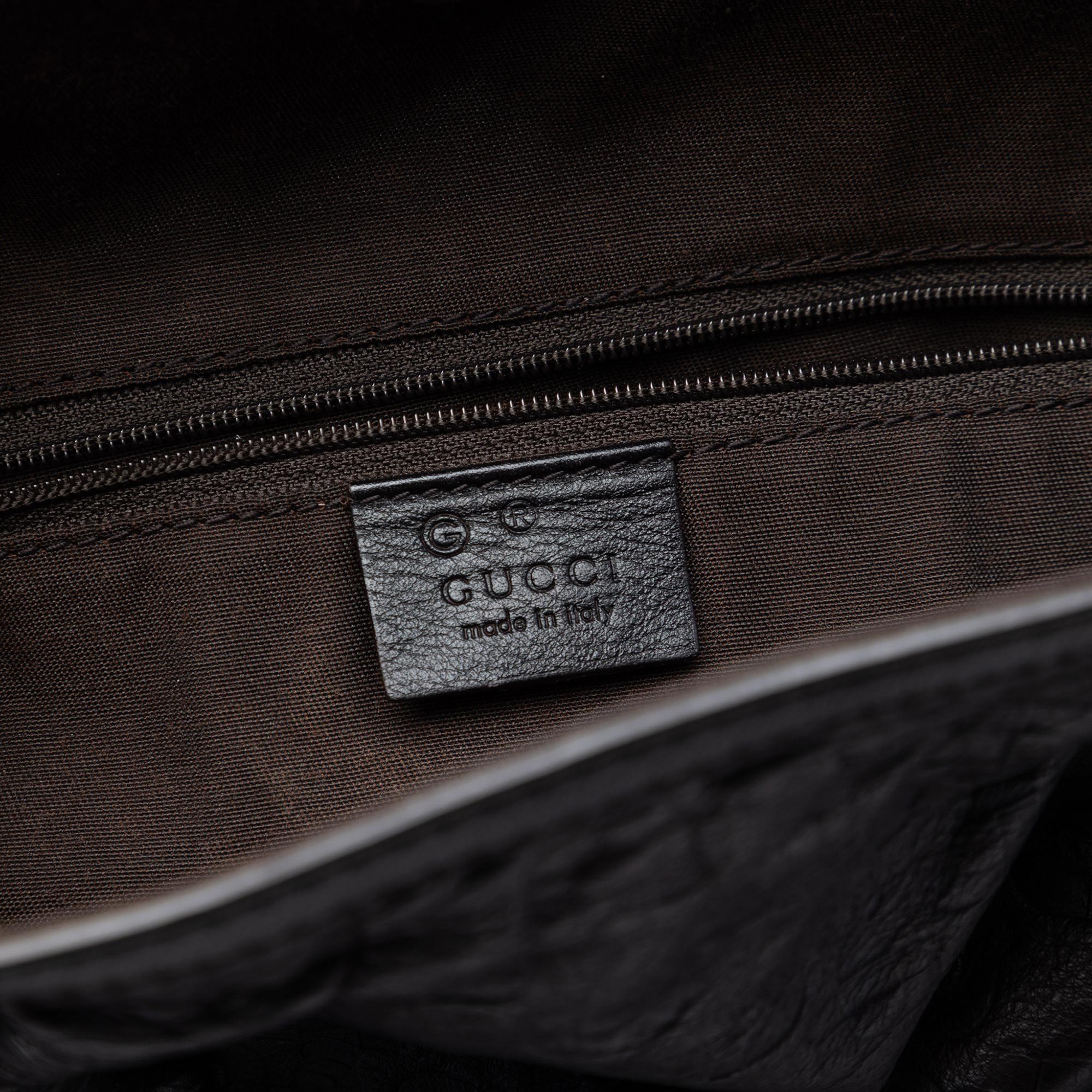 Gucci Embossed Leather Horsebit Full Moon Tote