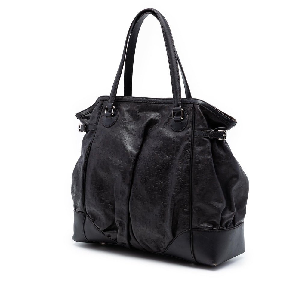 Gucci Embossed Leather Horsebit Full Moon Tote