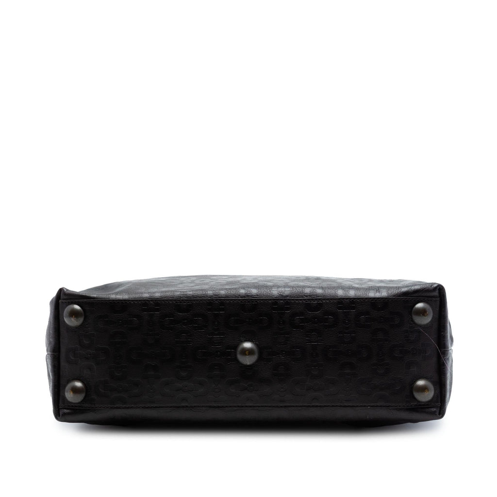 Gucci Embossed Studded Leather Horsebit Tote