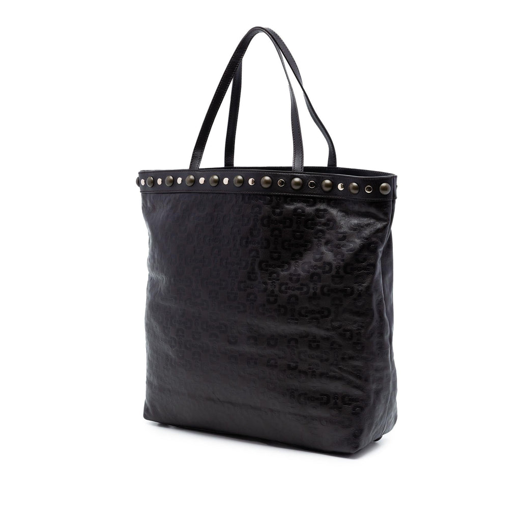 Gucci Embossed Studded Leather Horsebit Tote