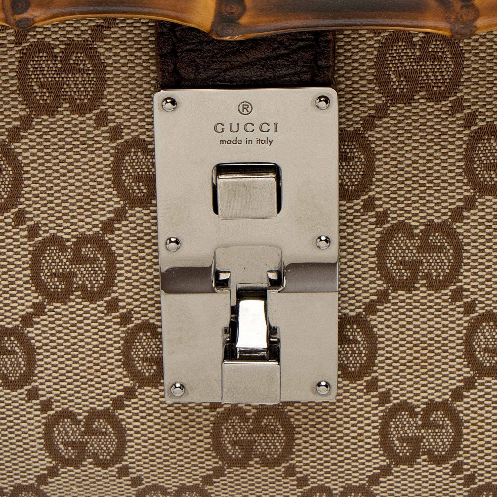 Gucci GG Canvas Bamboo Bullet Medium Satchel (SHF-QsKk05)