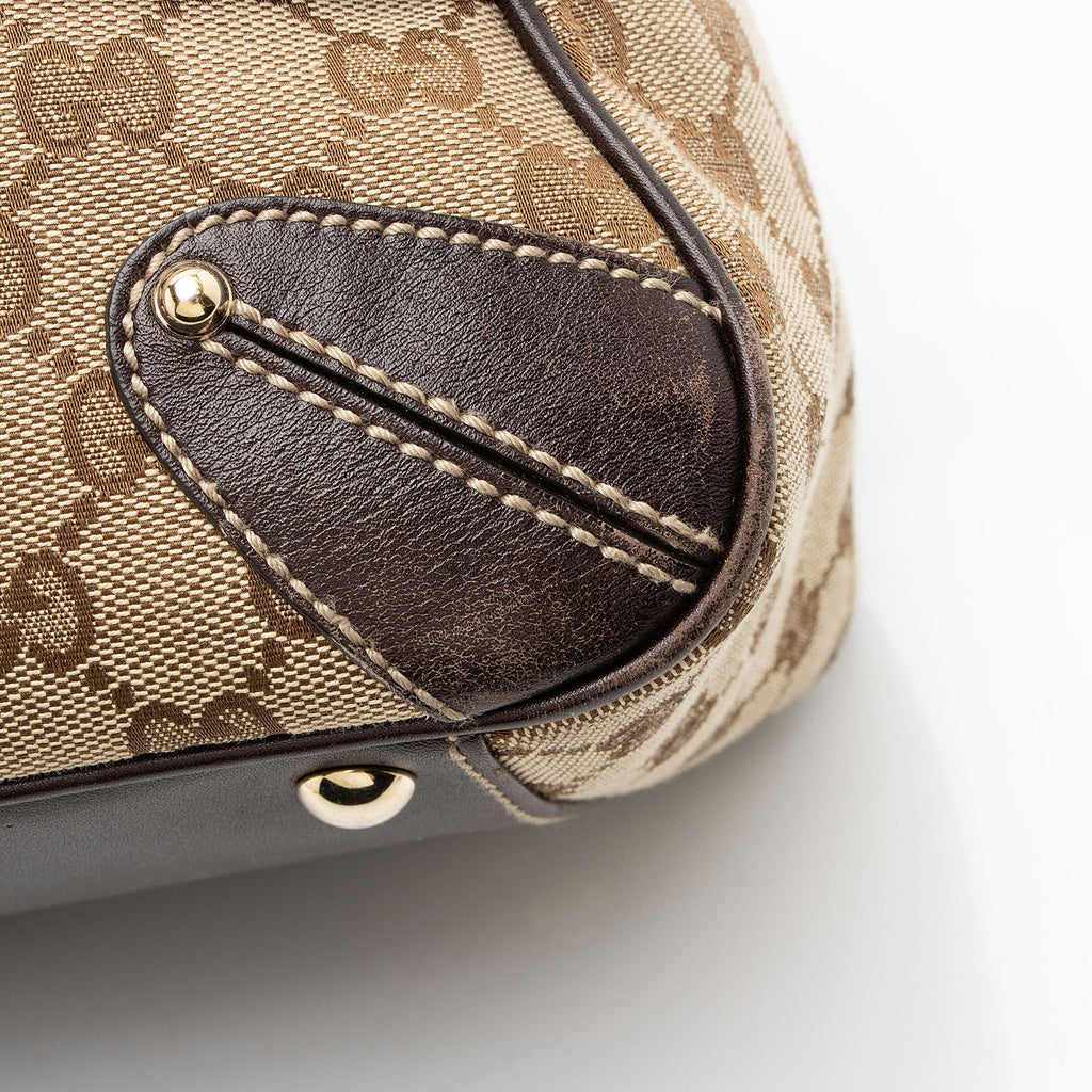 Gucci GG Canvas Bamboo Horsebit Wave Satchel