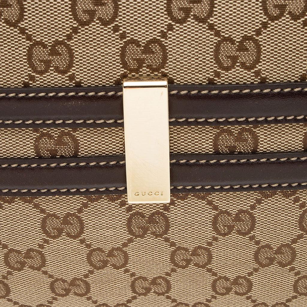 Gucci GG Canvas Bamboo Horsebit Wave Satchel