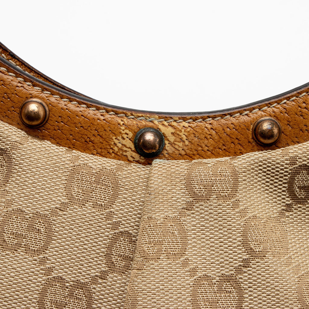 Gucci GG Canvas Bamboo Studded Small Hobo (SHF-EISNu2)