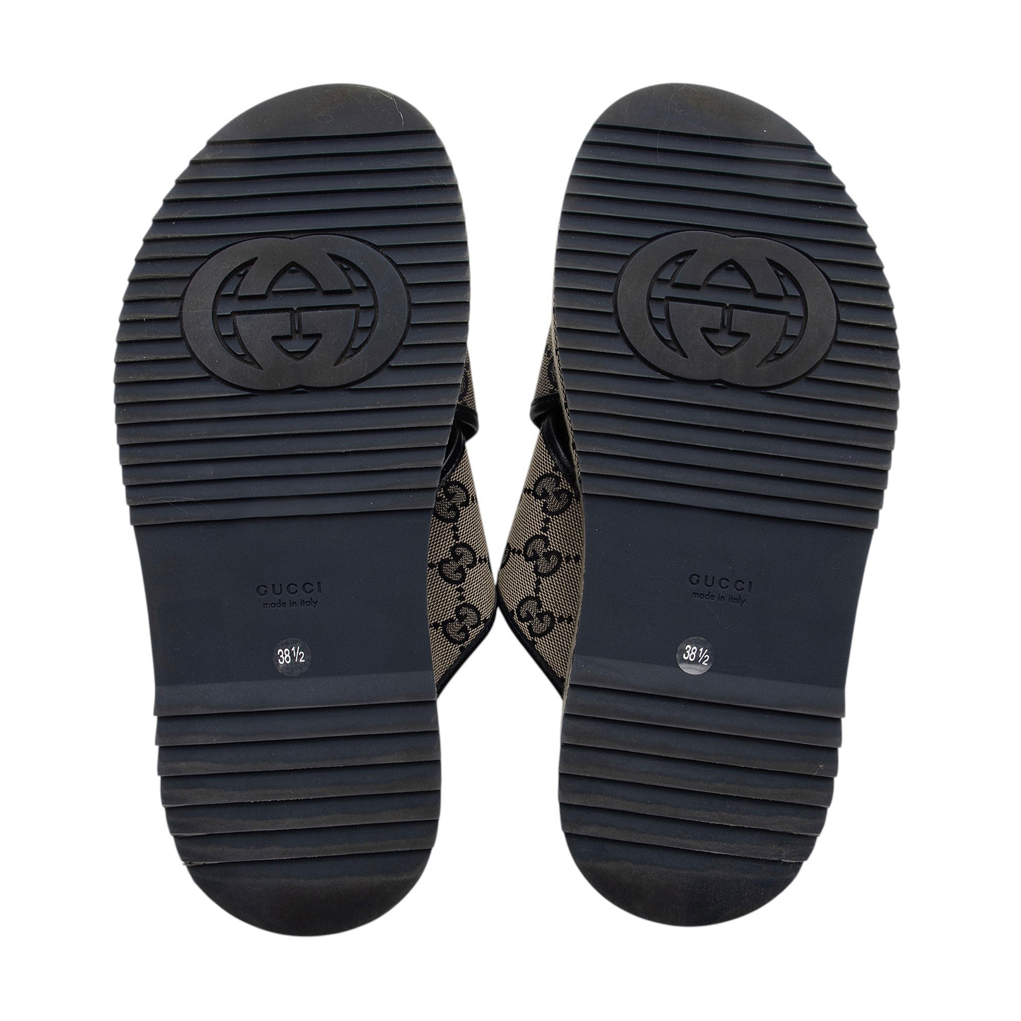 Gucci GG Canvas Crisscross Platform Sandals - Size 8.5 / 38.5