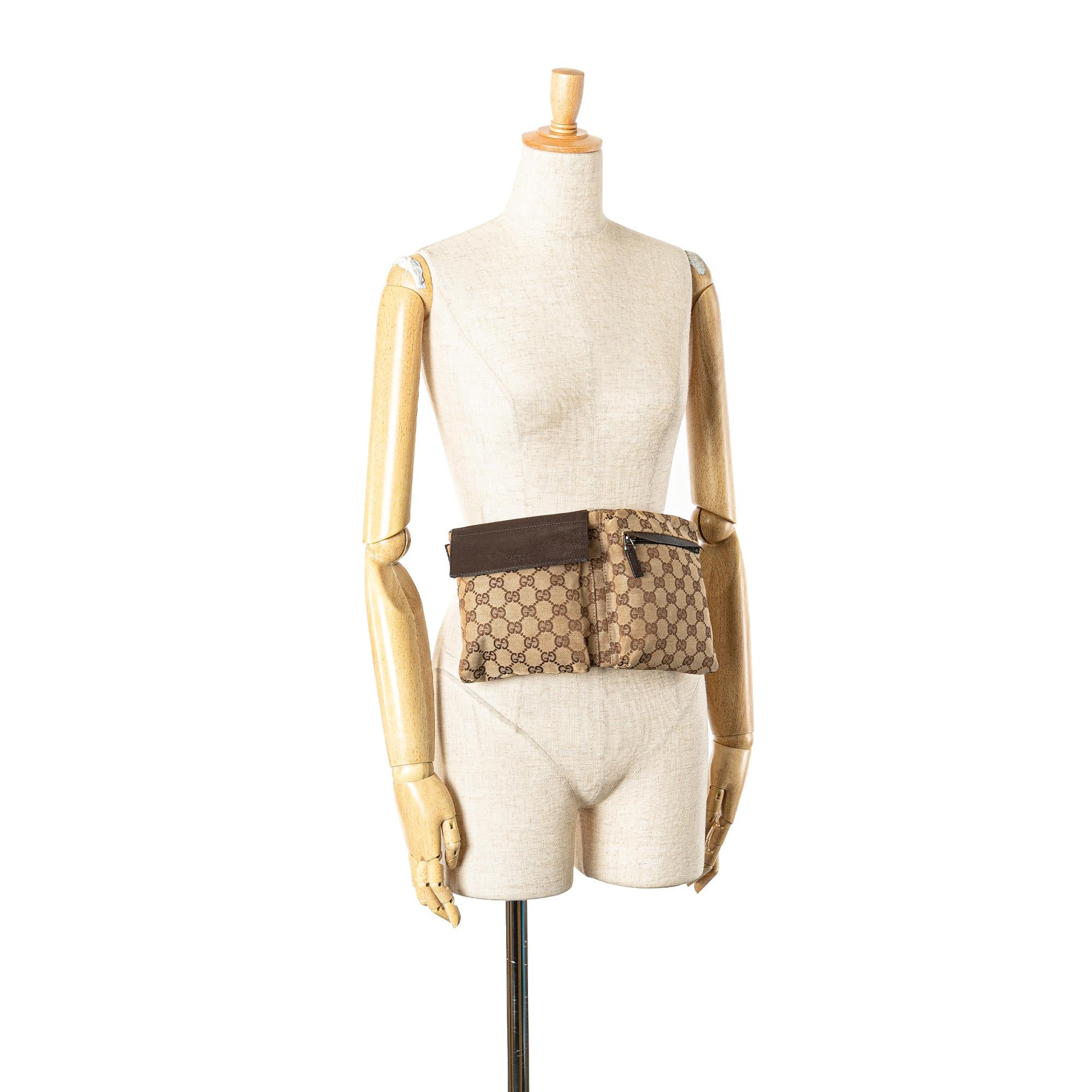 Gucci GG Canvas Double Pocket Belt Bag