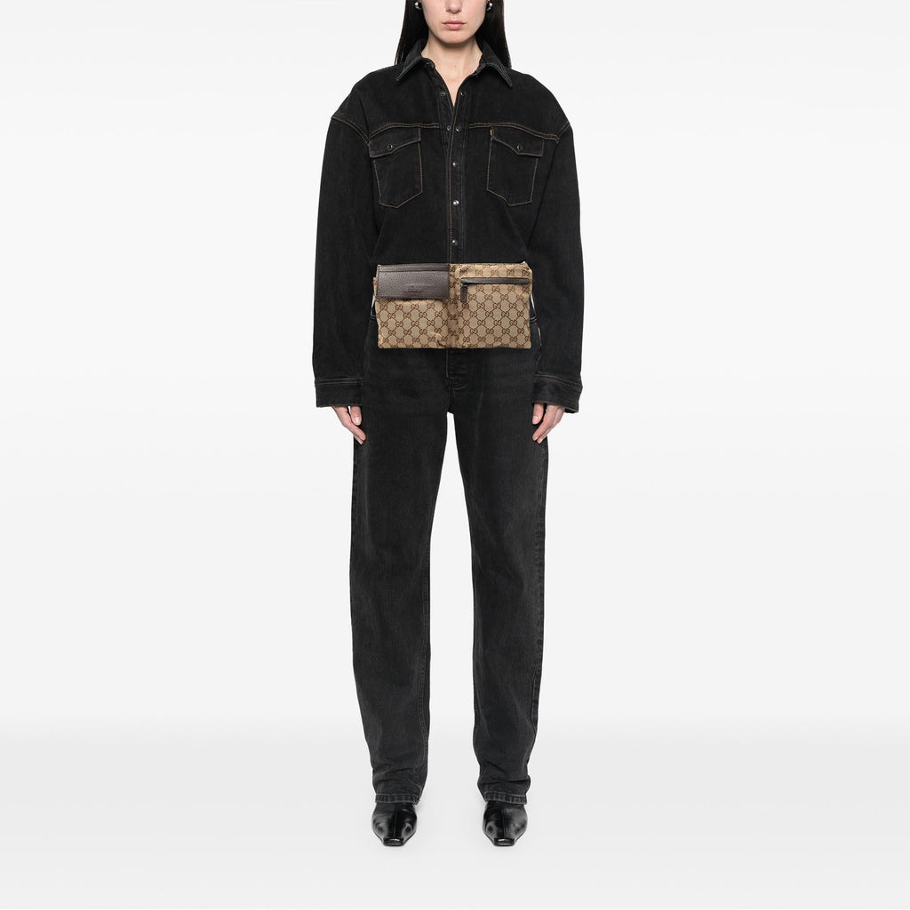 Gucci GG Canvas Double Pocket Belt Bag