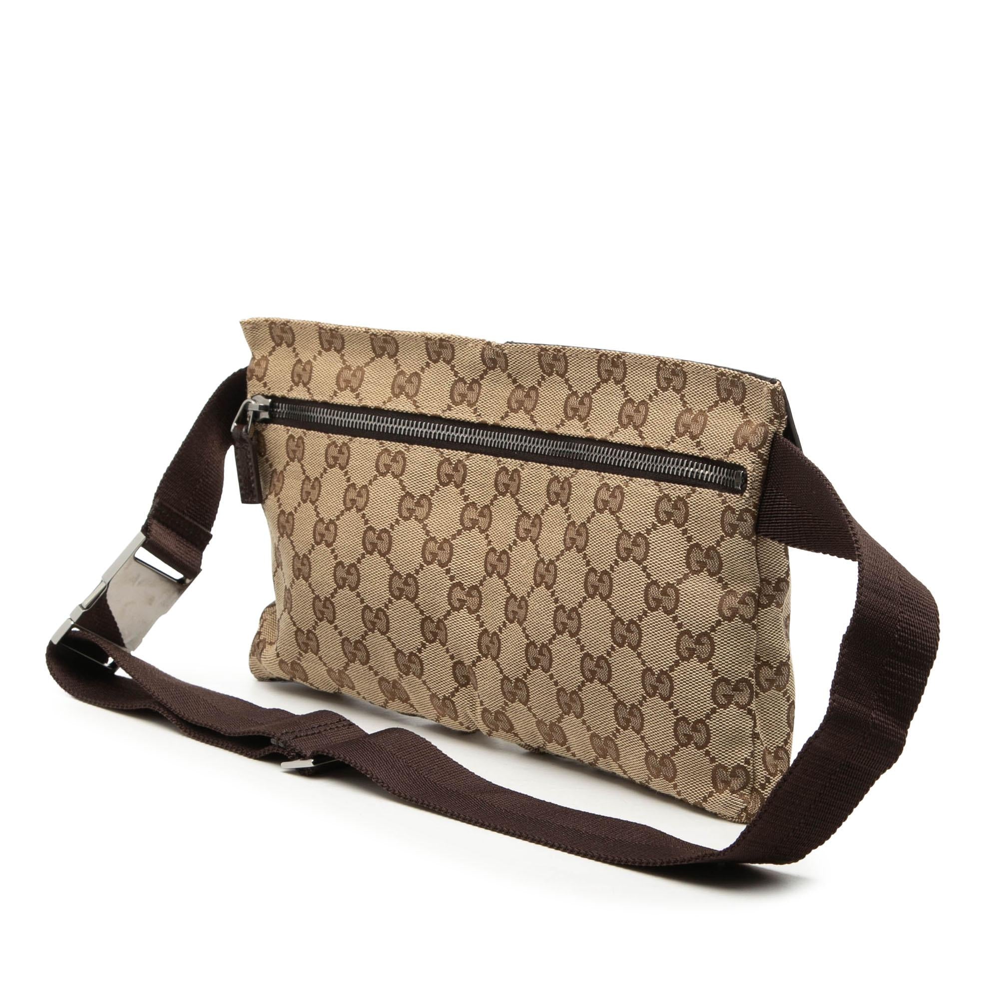 Gucci GG Canvas Double Pocket Belt Bag