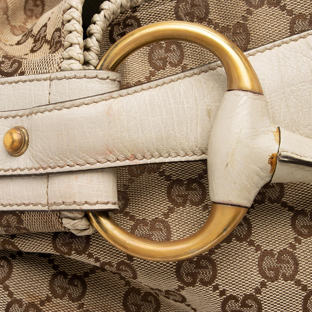 Gucci GG Canvas Horsebit Large Hobo - FINAL SALE (SHF-cqgUHp)