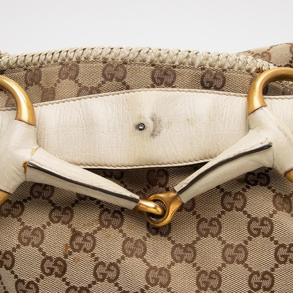 Gucci GG Canvas Horsebit Large Hobo - FINAL SALE (SHF-cqgUHp)