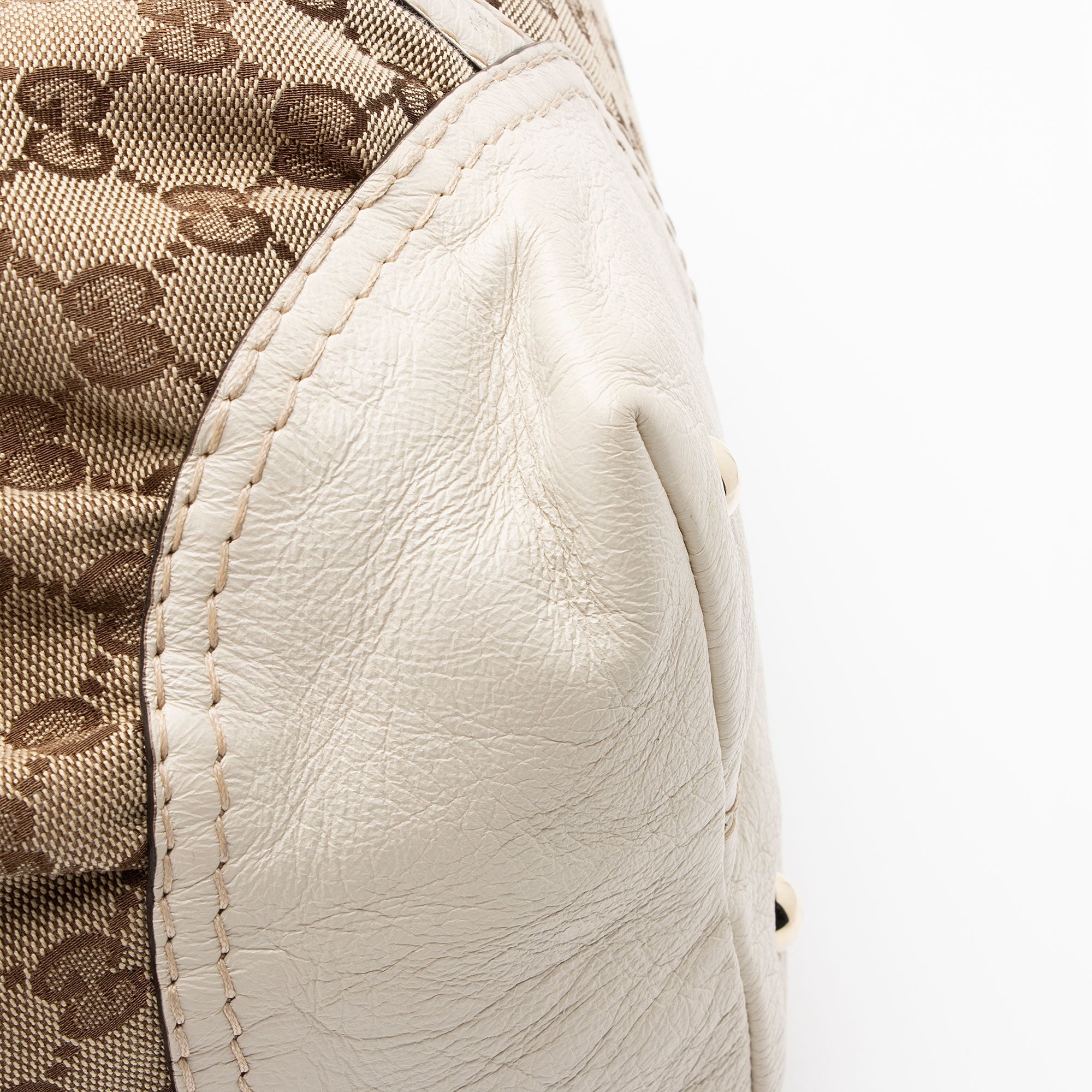 Gucci GG Canvas Horsebit Nailhead Medium Boston Bag
