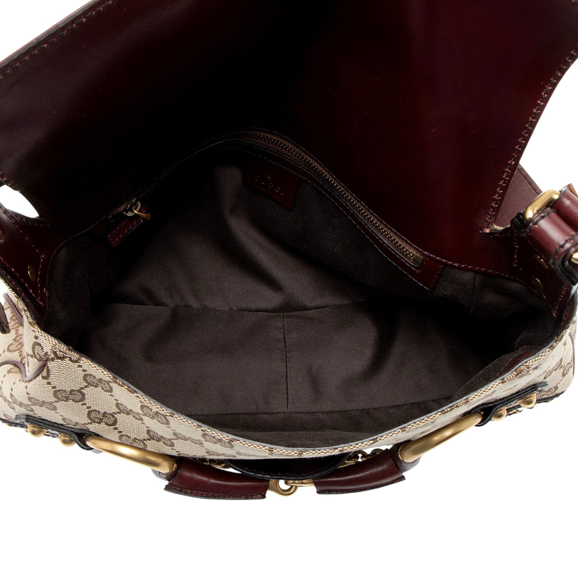 Gucci GG Canvas Leather Studded Horsebit Shoulder Bag