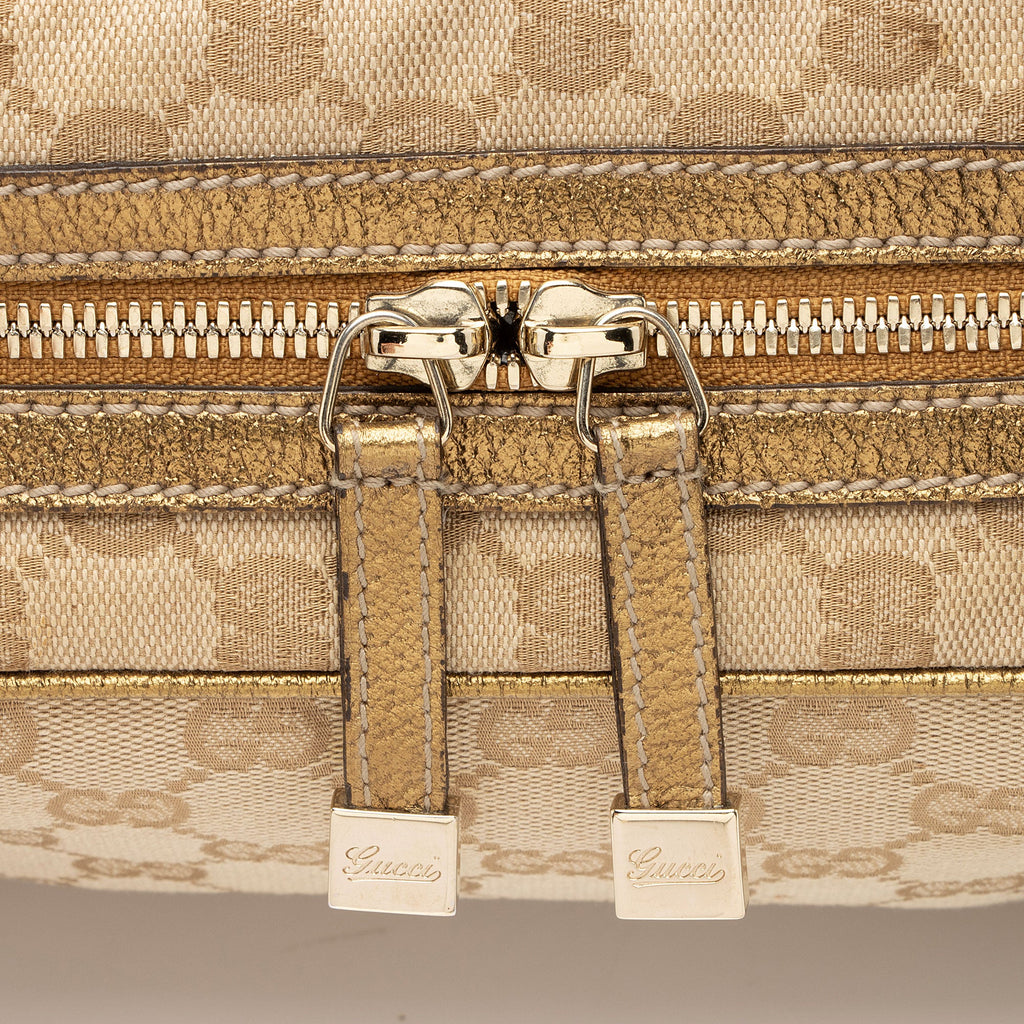 Gucci GG Canvas Metallic Leather Princy Medium Boston Bag (SHF-af8xb3)