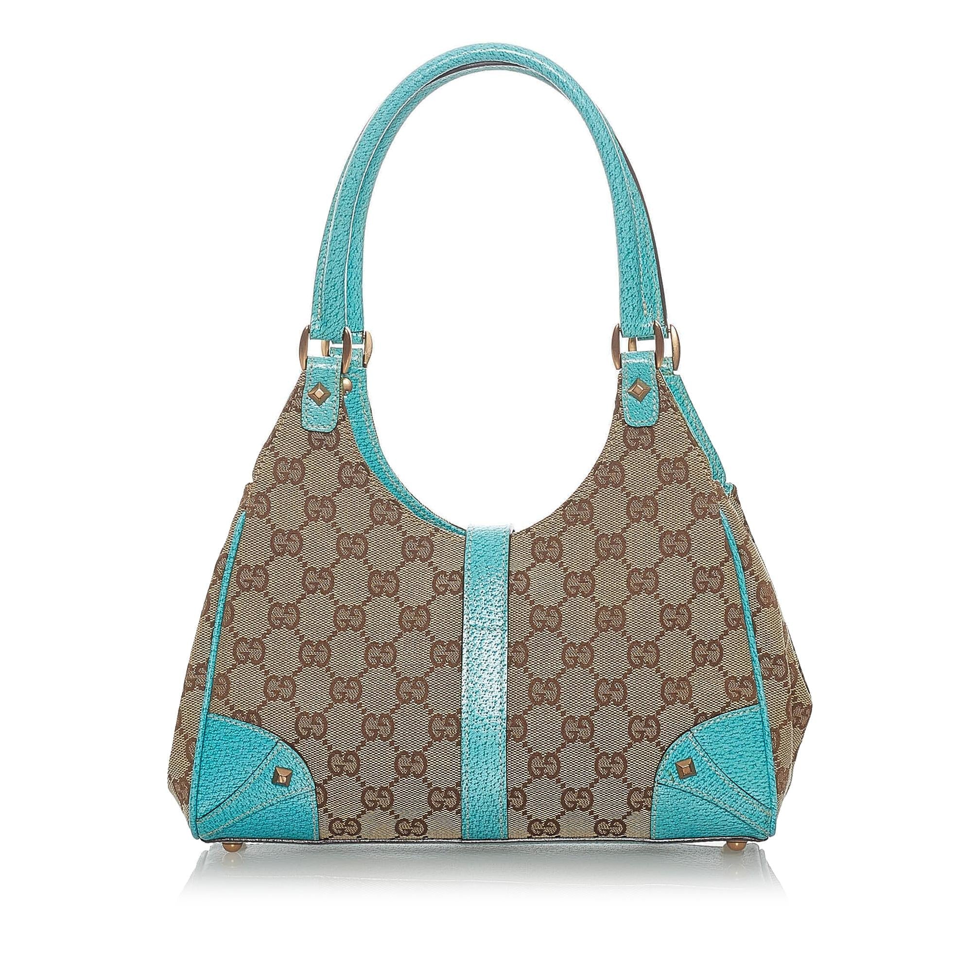 Gucci GG Canvas Nailhead Jackie Shoulder Bag (SHG-32595)