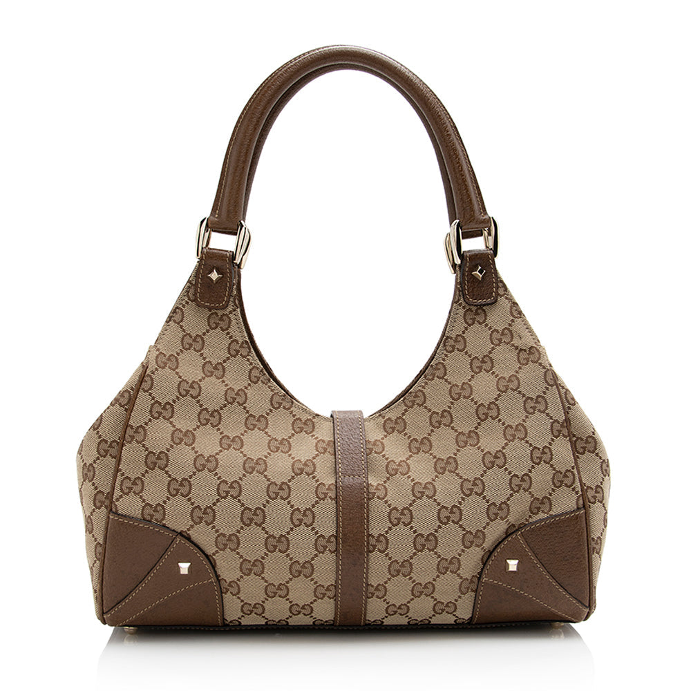 Gucci GG Canvas Nailhead Medium Bardot Shoulder Bag (SHF-21614)