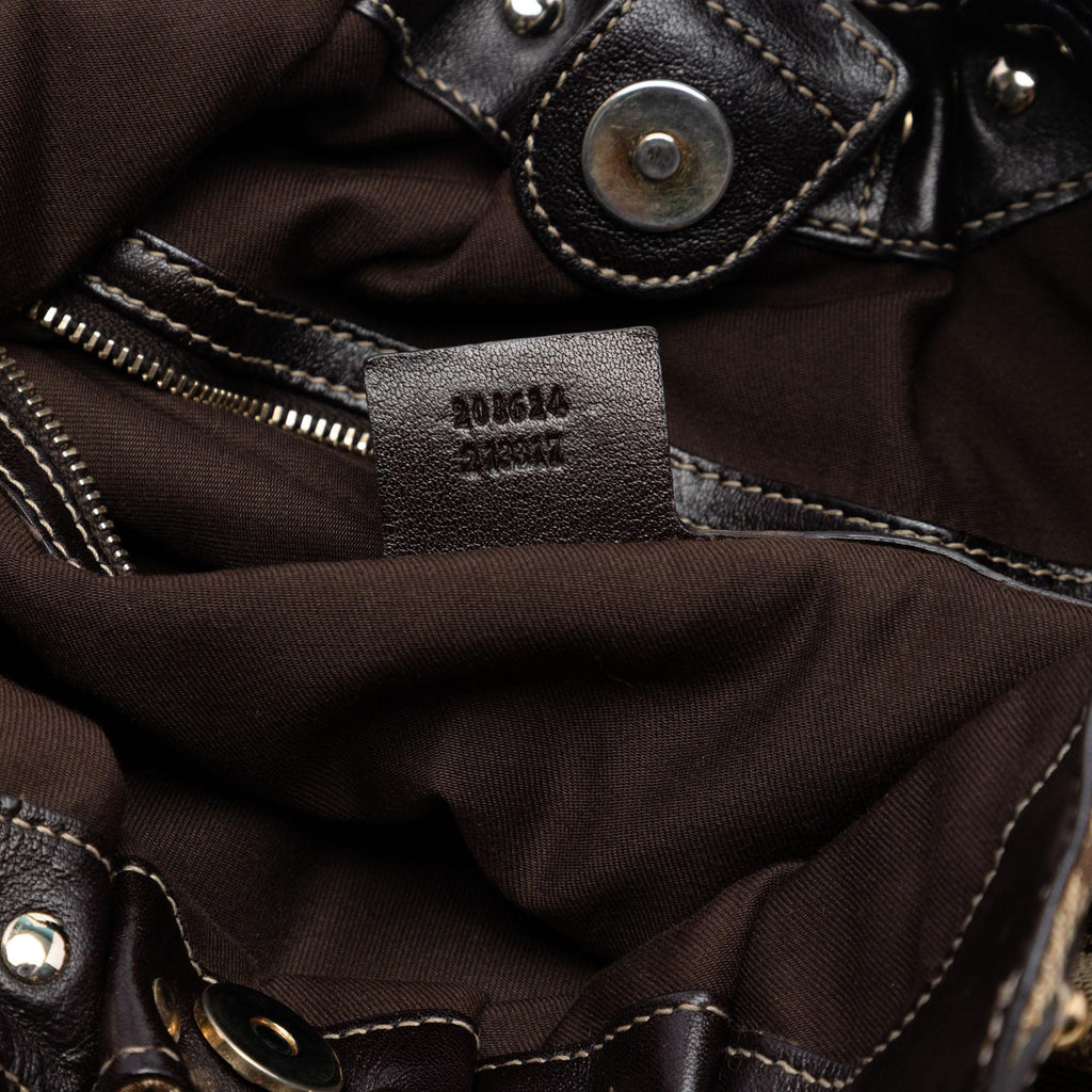 Gucci GG Canvas Studded Pelham Hobo Bag