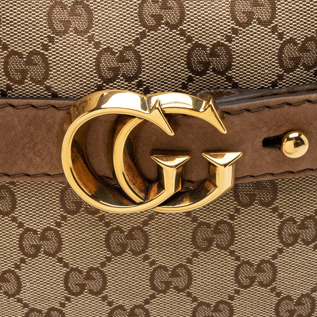 Gucci GG Canvas Suede Running Medium Hobo (SHF-FV9sin)