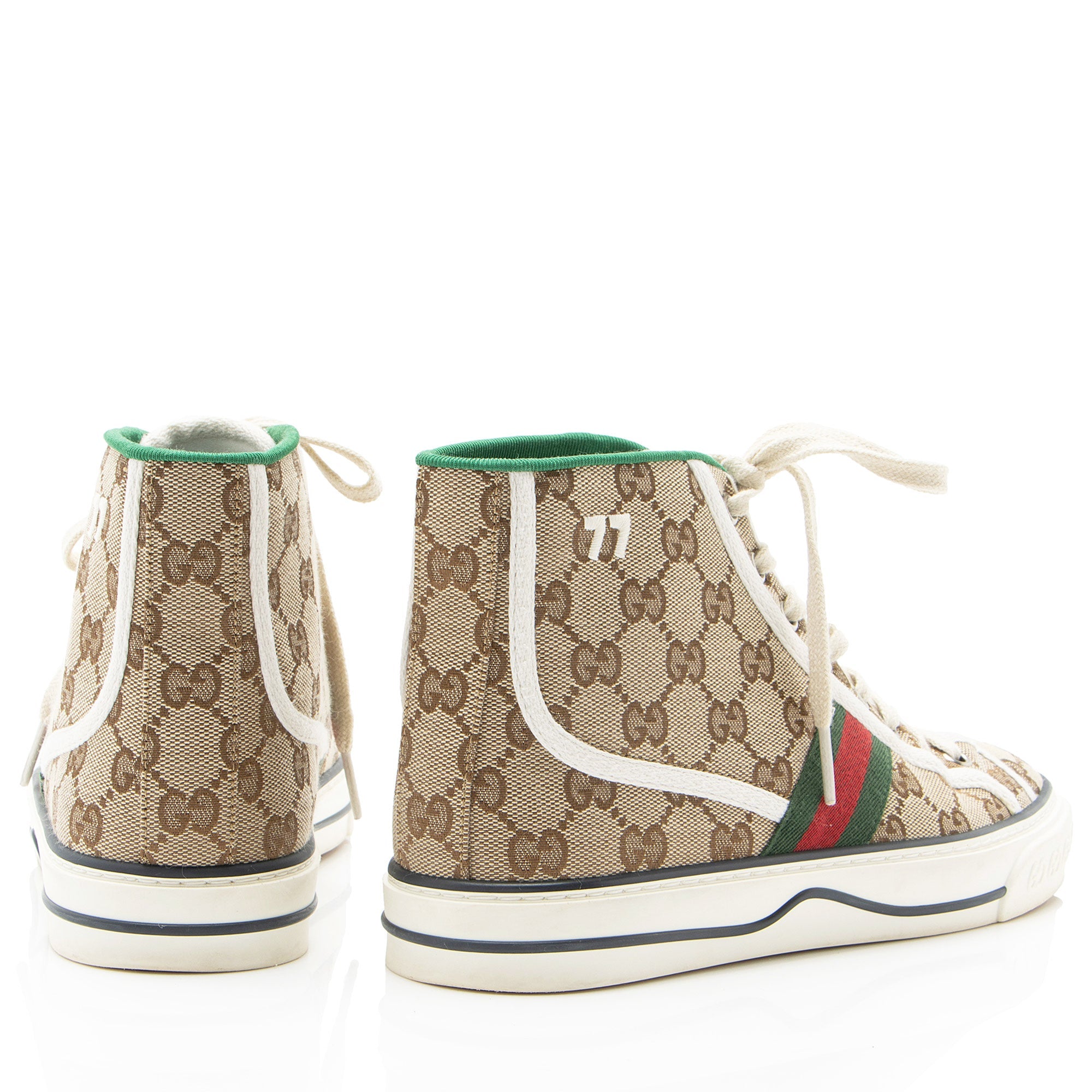 Gucci GG Canvas Web 1977 Tennis High Top Sneakers - Size 8 / 38