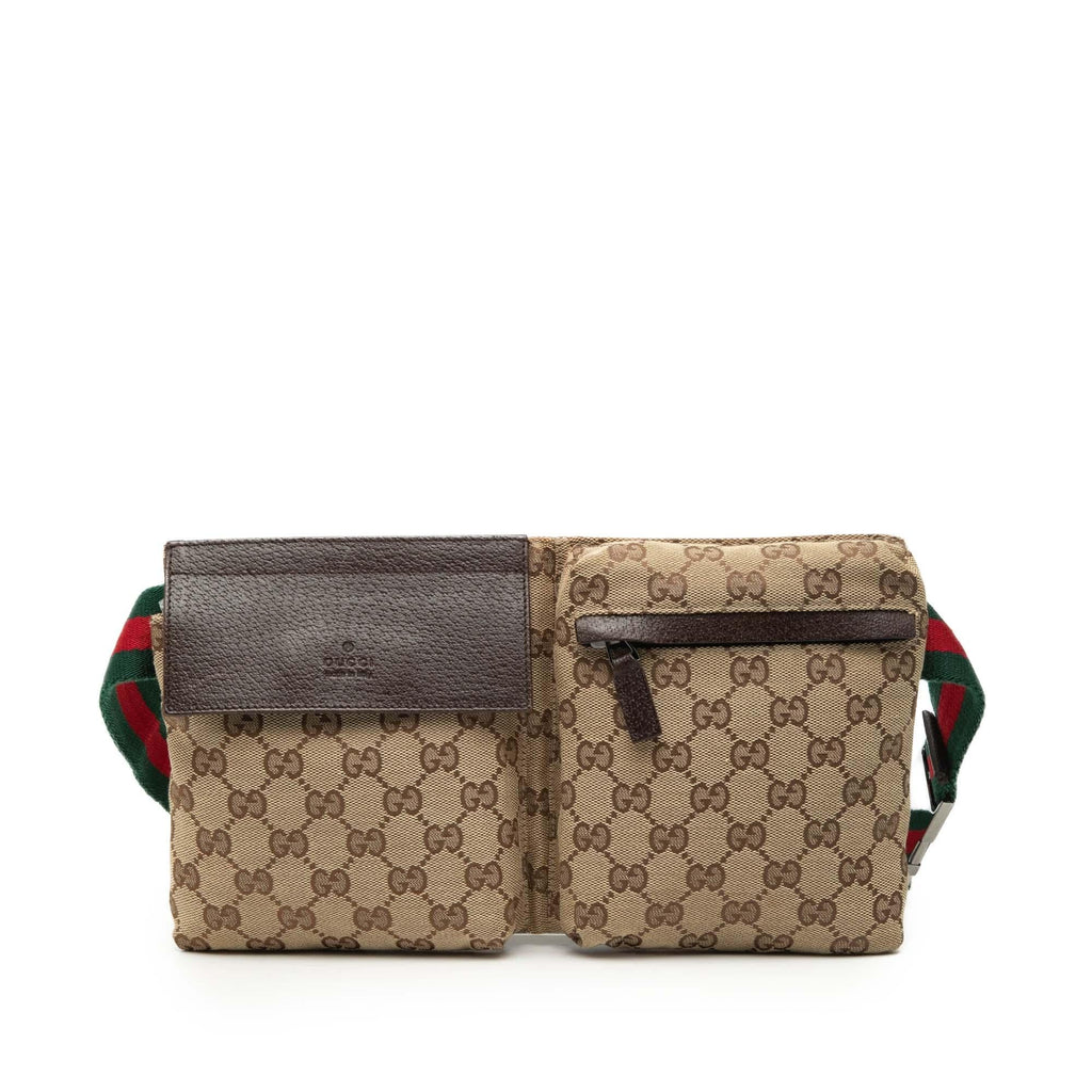 Gucci GG Canvas Web Double Pocket Belt Bag