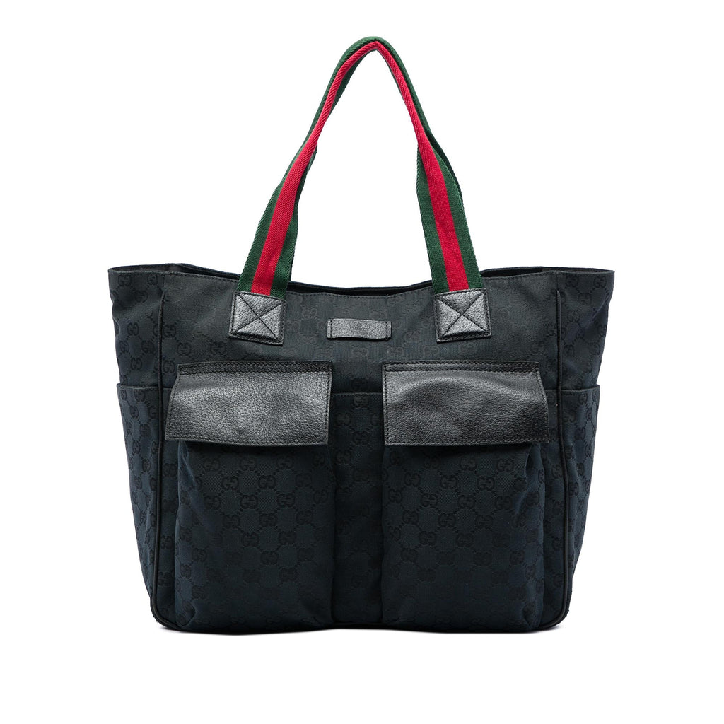 Gucci GG Canvas Web Double Pockets Tote