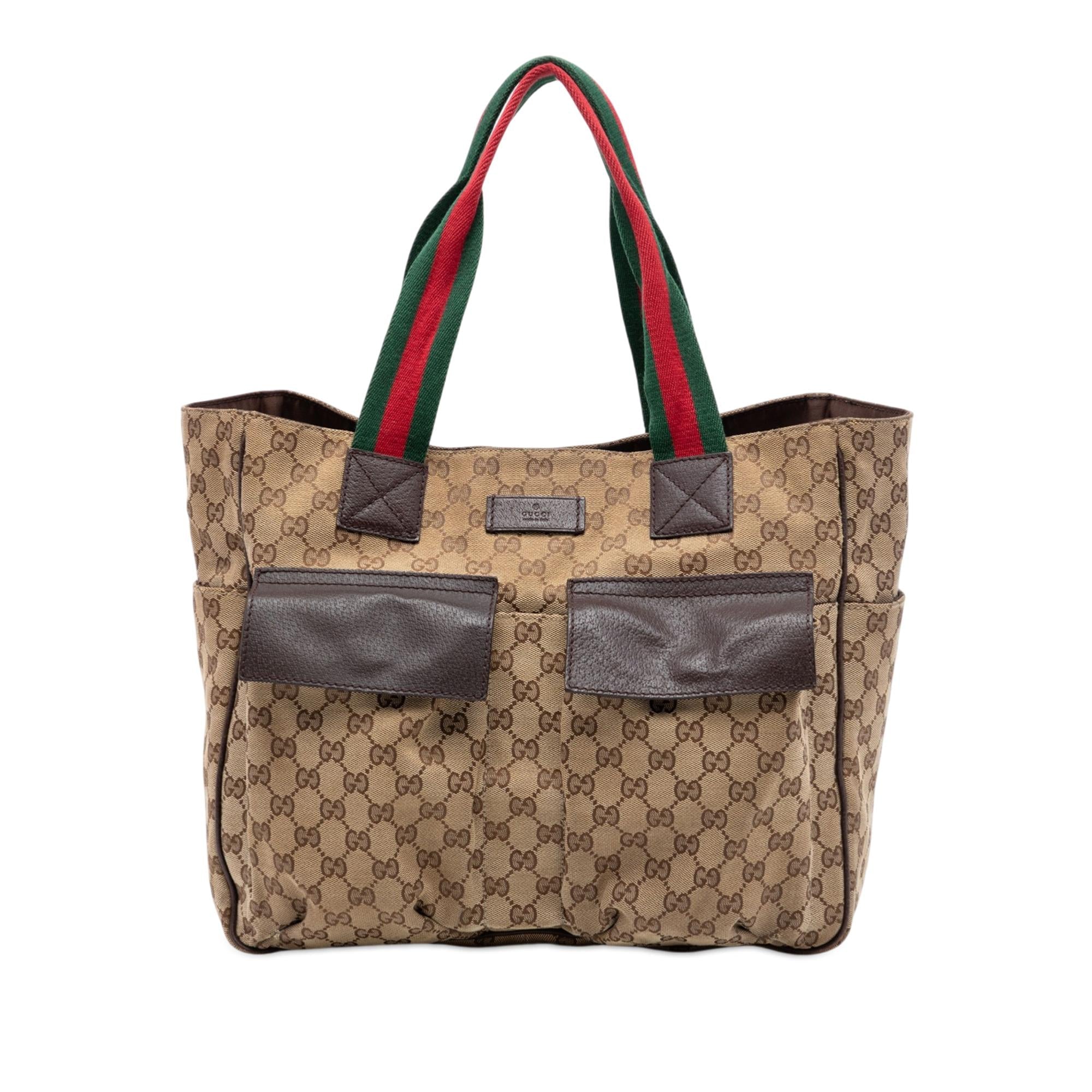 Gucci GG Canvas Web Double Pockets Tote