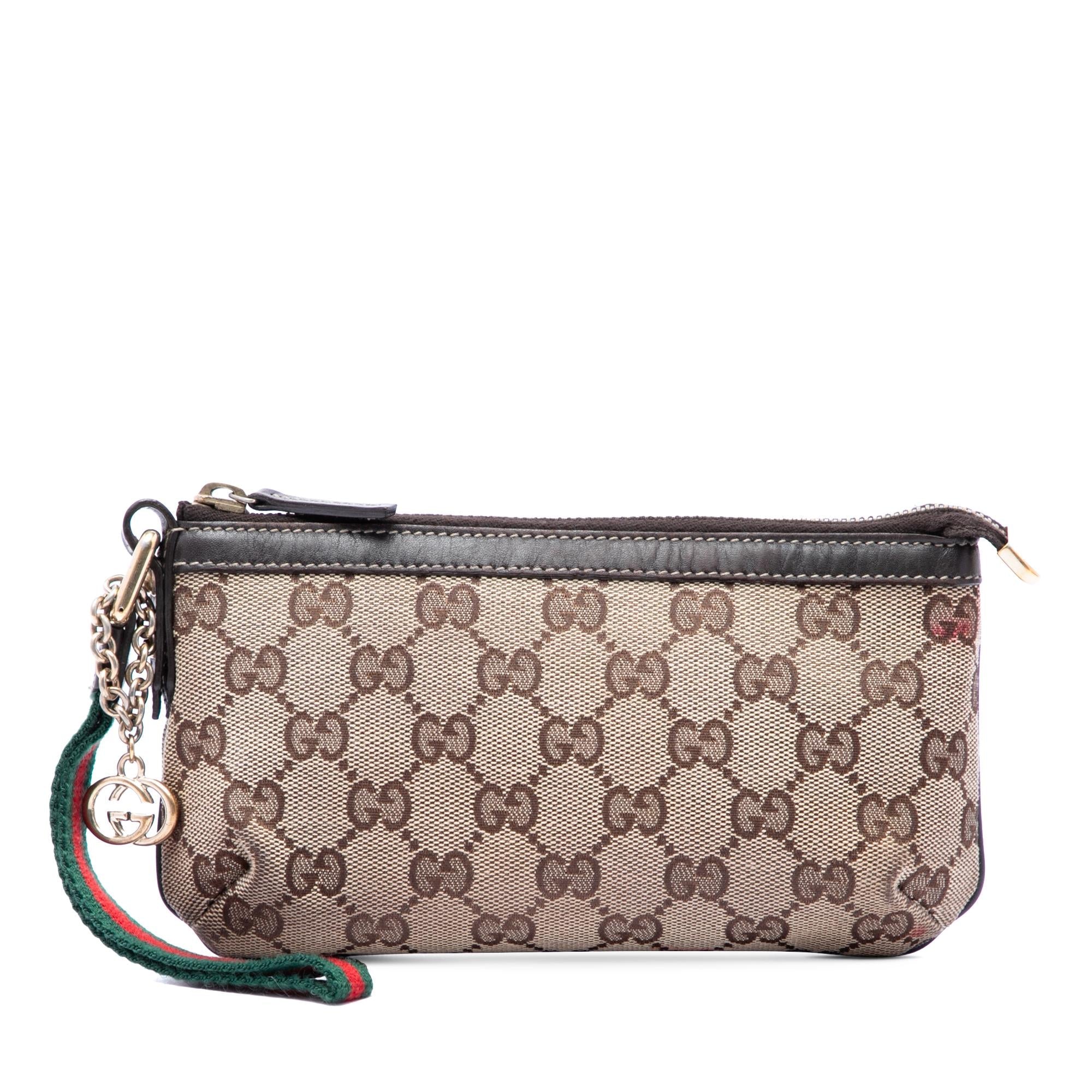 Gucci GG Canvas Web Jolicoeur Wristlet Pouch