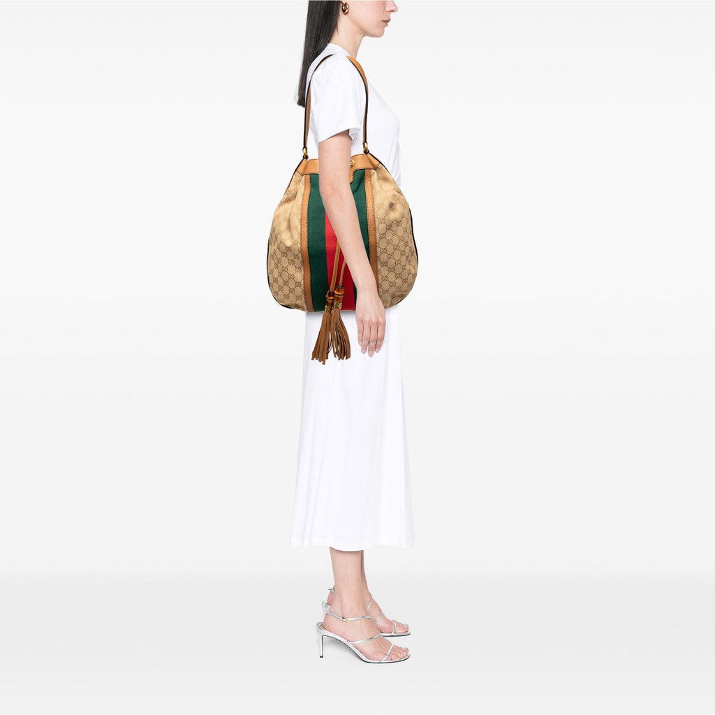 Gucci GG Canvas Web Rania Drawstring Hobo