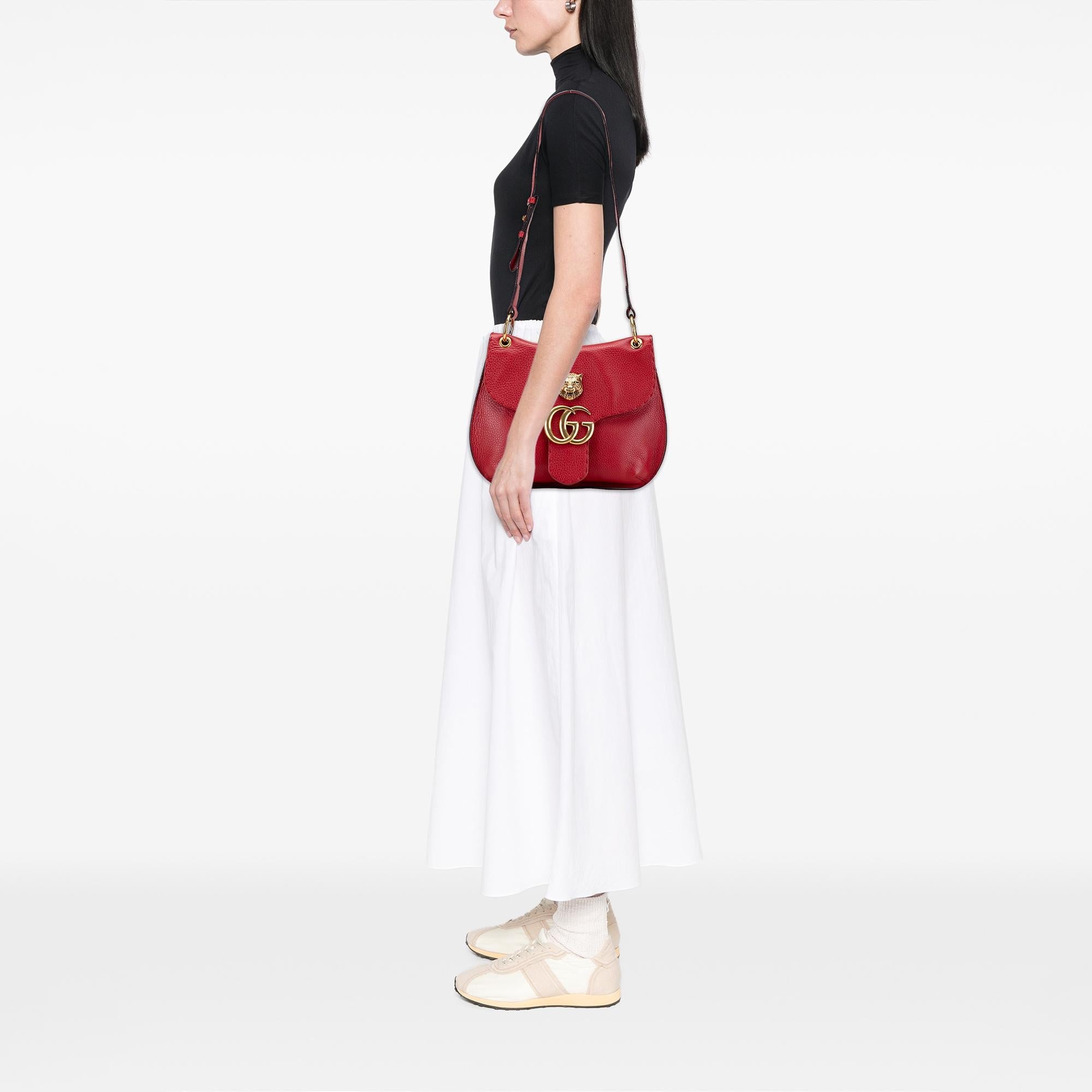 Gucci GG Marmont Leather Animalier Crossbody