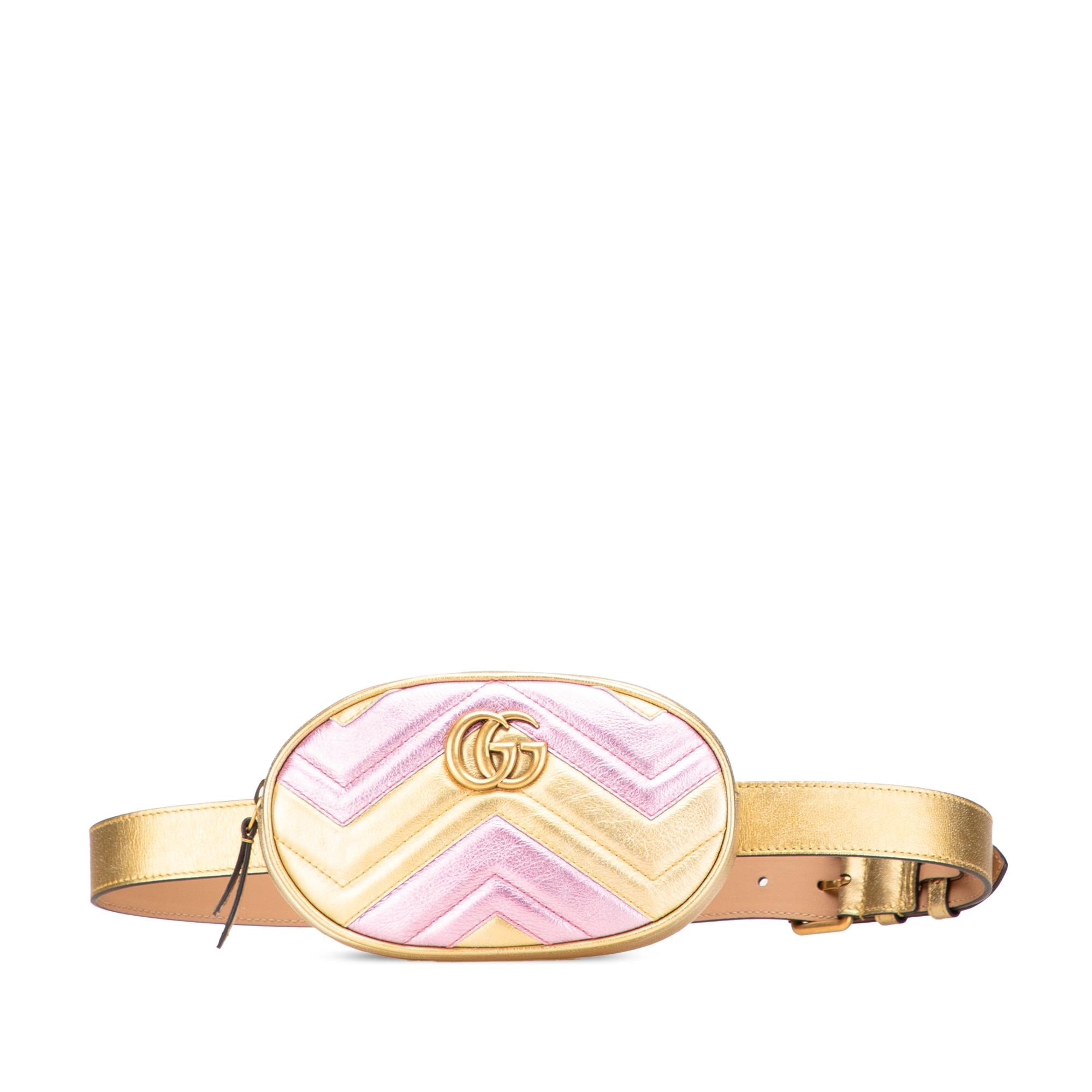 Gucci GG Marmont Matelasse Metallic Bicolor Leather Belt Bag