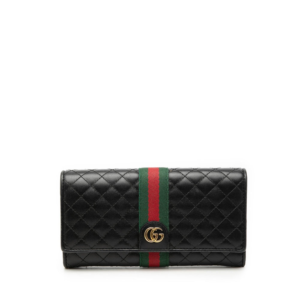Gucci GG Marmont Web Quilted Leather Long Wallet