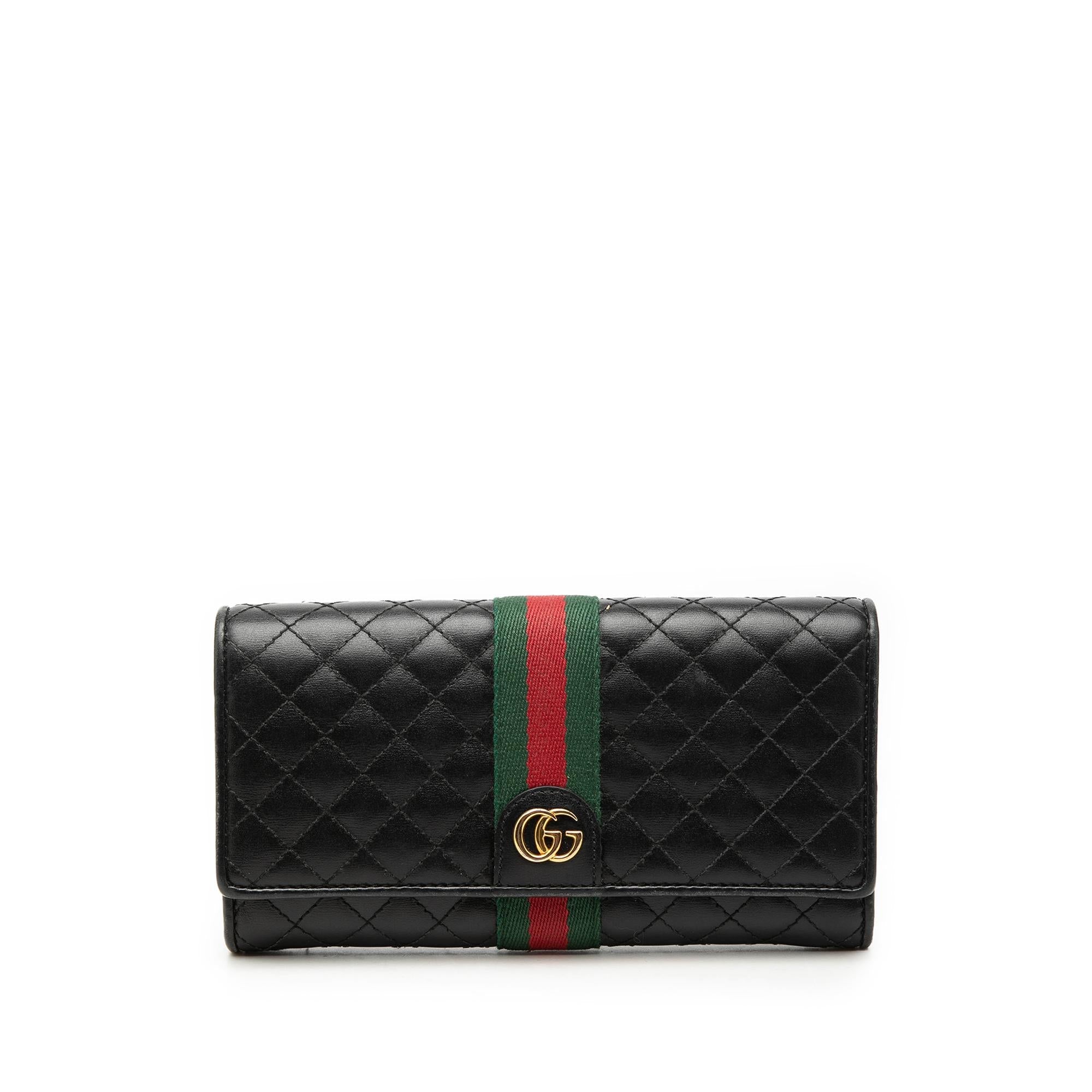 Gucci GG Marmont Web Quilted Leather Long Wallet